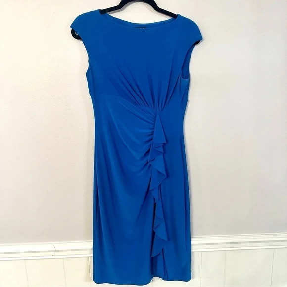 Lauren Ralph Lauren Women's Twist Front Cap Sleeve Blue Dress Size 6 GUC - Picture 2 of 8